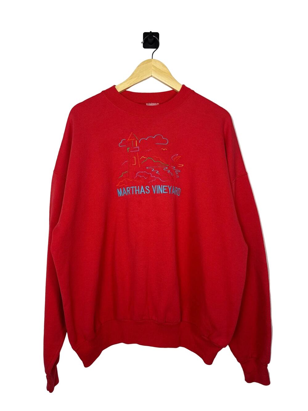 Vintage Martha's Vineyard Lighthouse Crewneck Embroidered 90s Cottagecore